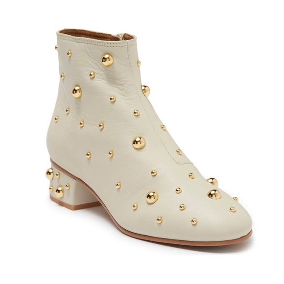 See By Chloe Shoes - NEW See by Chloe Ivory White Gold Studded Zip Bootie/Boots Shoes Size 8
